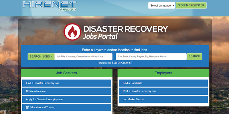 Hawaii Disaster Recovery Jobs Portal